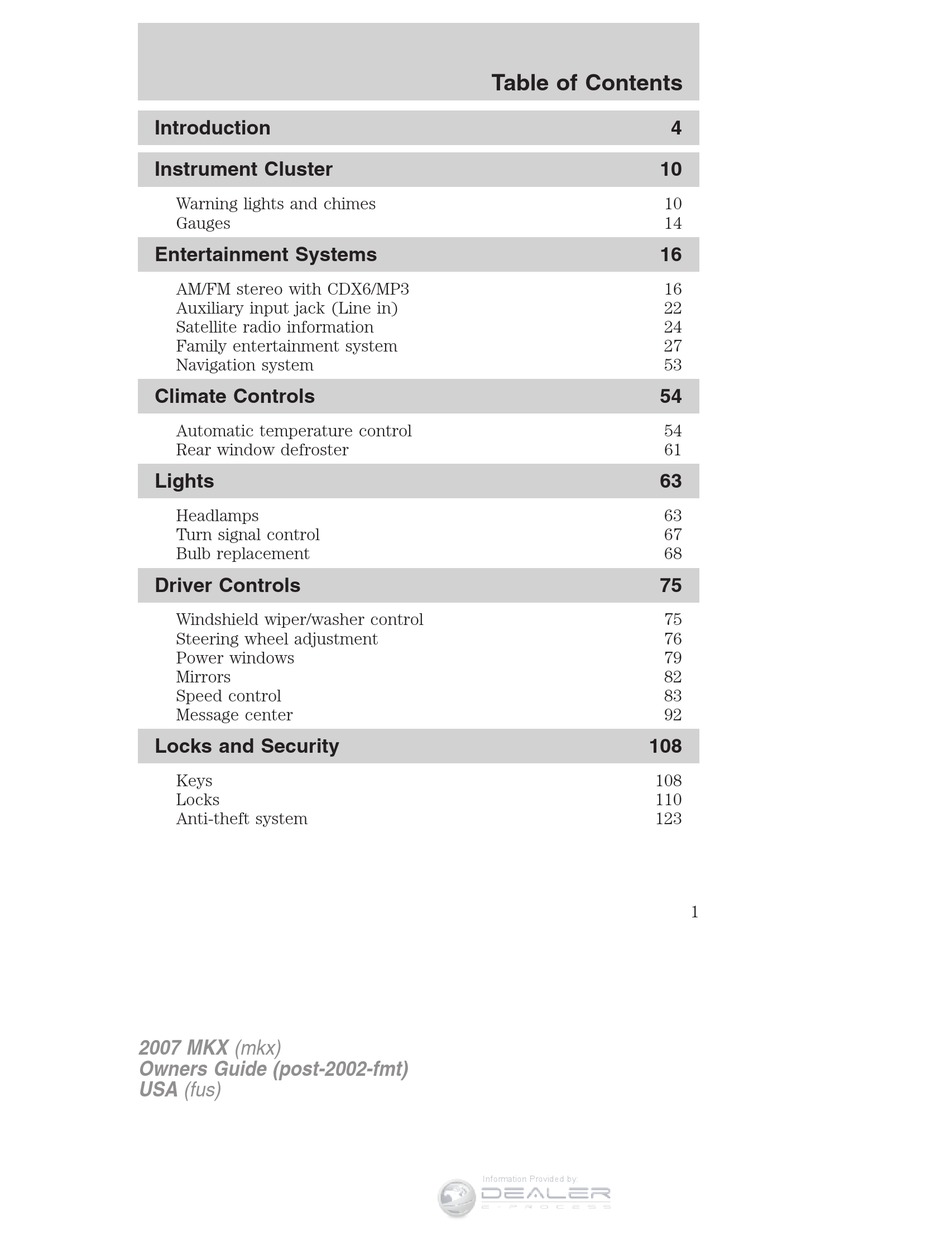 LINCOLN MKX 2007 OWNER'S MANUAL Pdf Download | ManualsLib