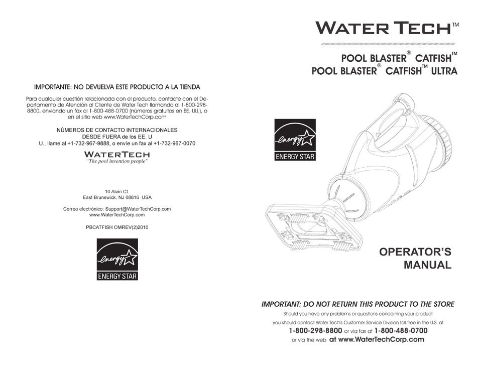 Water Tech Pool Blaster Catfish Ultra Operator S Manual Pdf Download Manualslib