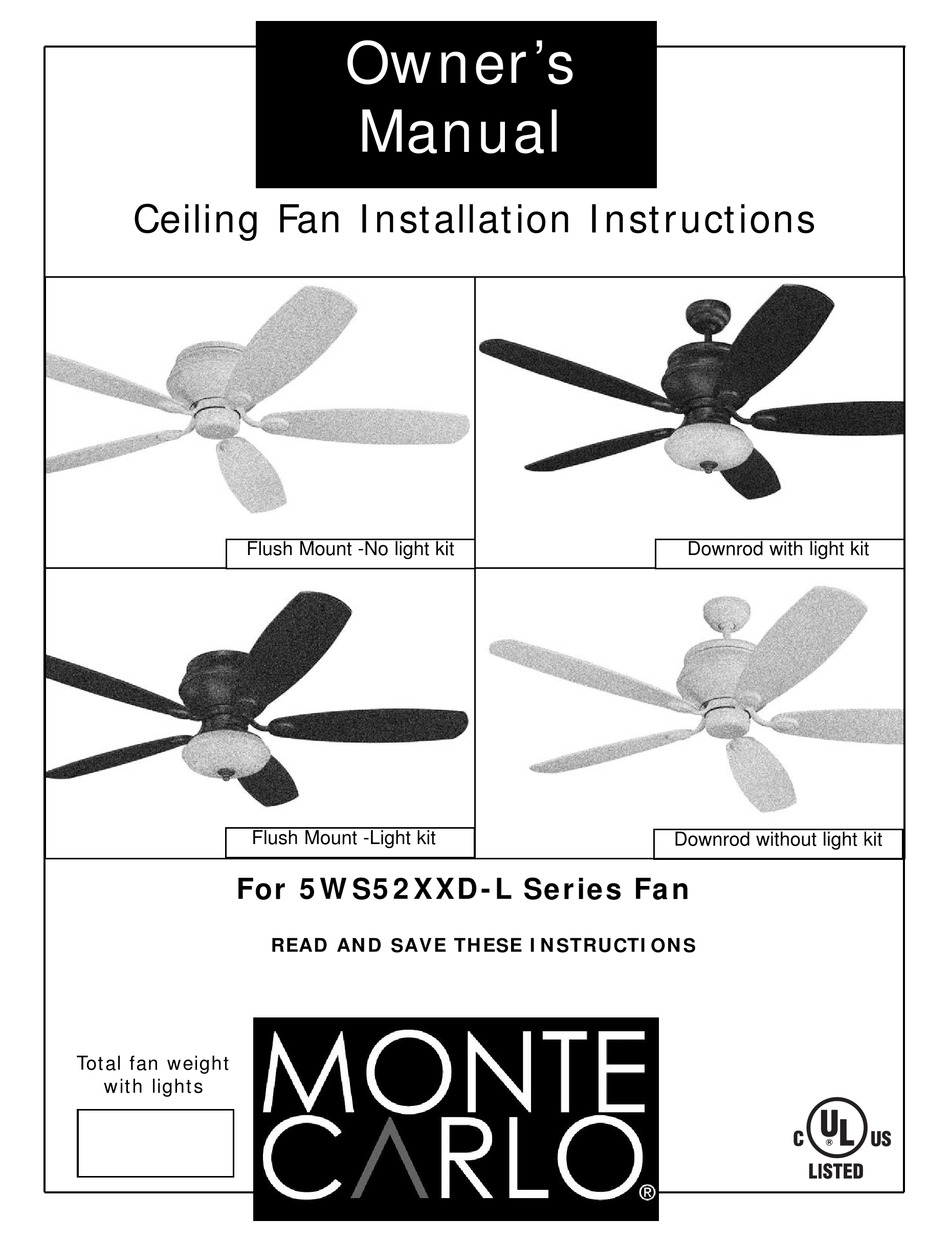 Monte Carlo Fan Company 5ws52d L
