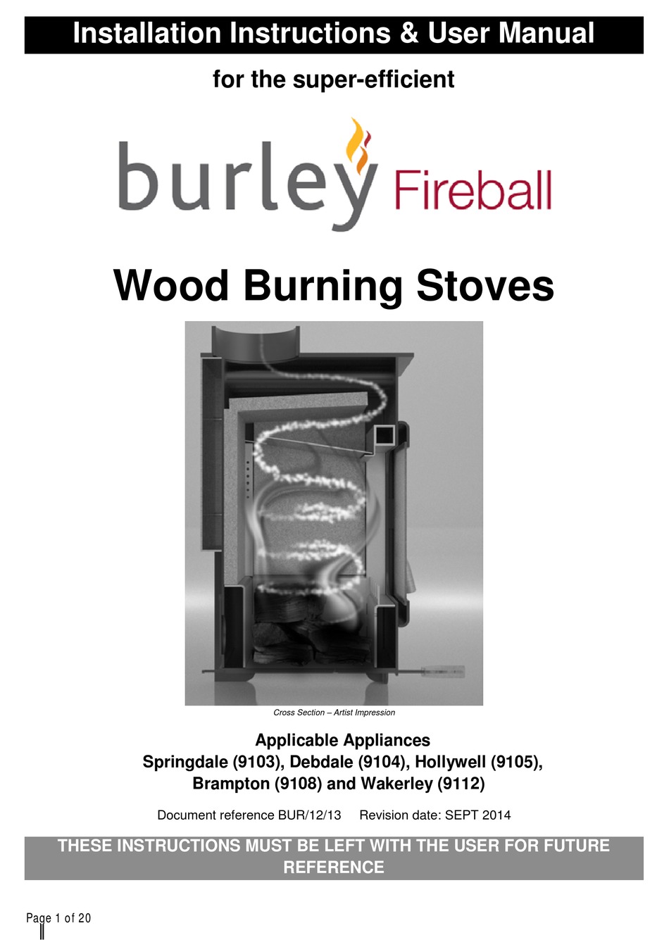 BURLEY FIREBALL SPRINGDALE 9103 INSTALLATION INSTRUCTIONS u0026 USER MANUAL Pdf  Download | ManualsLib