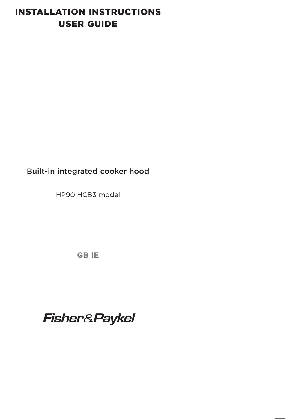 fisher and paykel hp90ihcb3