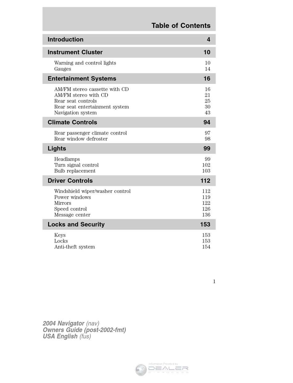 Lincoln Navigator 2004 Owner S Manual Pdf Download Manualslib