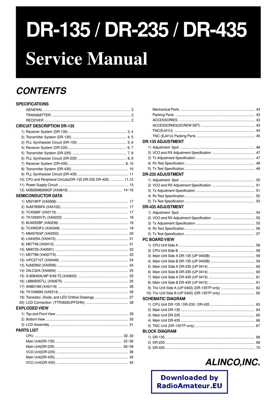 ALINCO DR-235 SERVICE MANUAL Pdf Download | ManualsLib