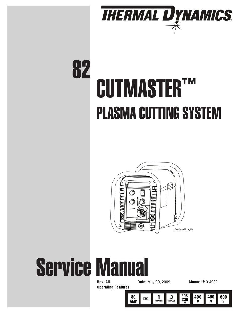 THERMAL DYNAMICS CUTMASTER 82 SERVICE MANUAL Pdf Download | ManualsLib