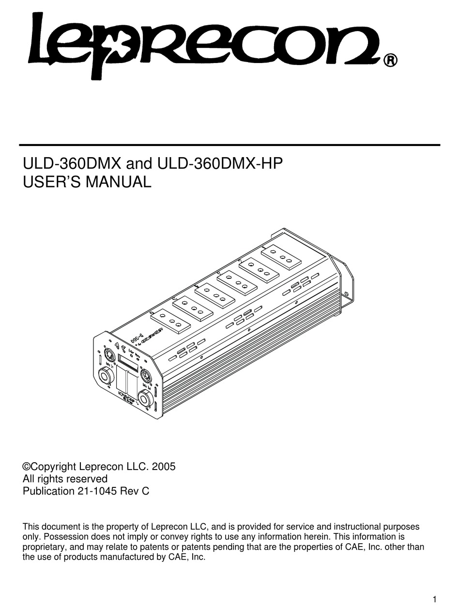 LEPRECON ULD360DMX USER MANUAL Pdf Download ManualsLib