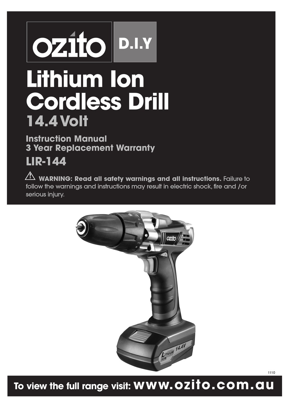 OZITO LIR144 INSTRUCTION MANUAL Pdf Download ManualsLib