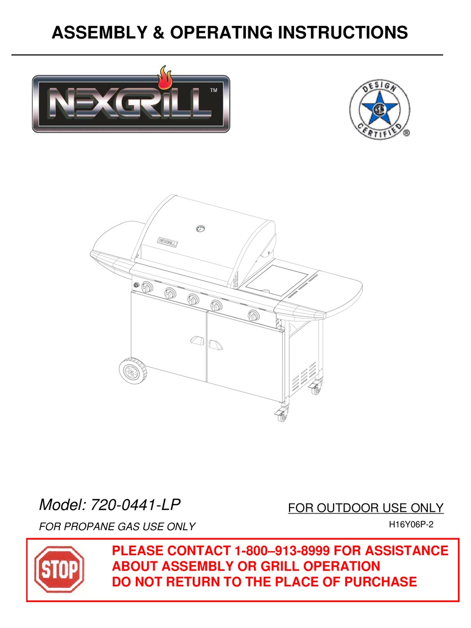 NEXGRILL 720-0441-LP ASSEMBLY & OPERATING INSTRUCTIONS Pdf Download ...