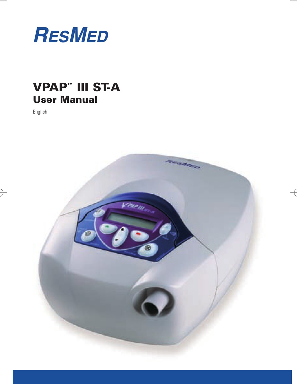 RESMED VPAP III STA USER MANUAL Pdf Download ManualsLib