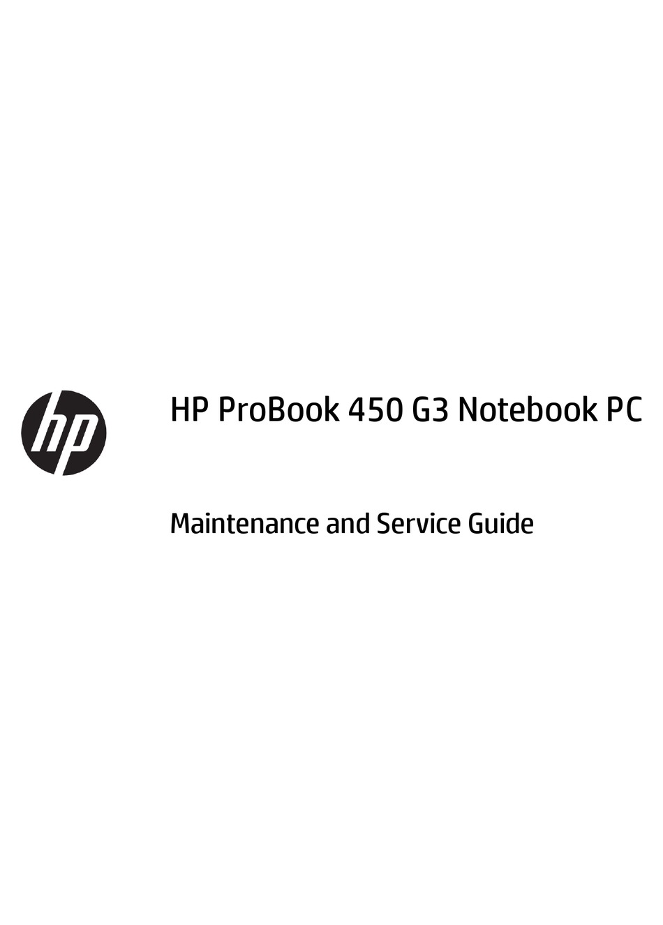 Hp Probook 450 G3 Maintenance And Service Manual Pdf Download Manualslib