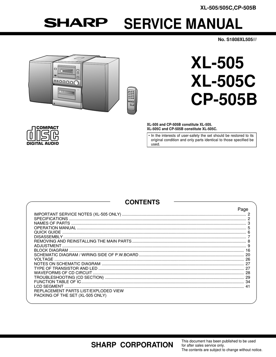 Sharp model xl30w ха характеристики