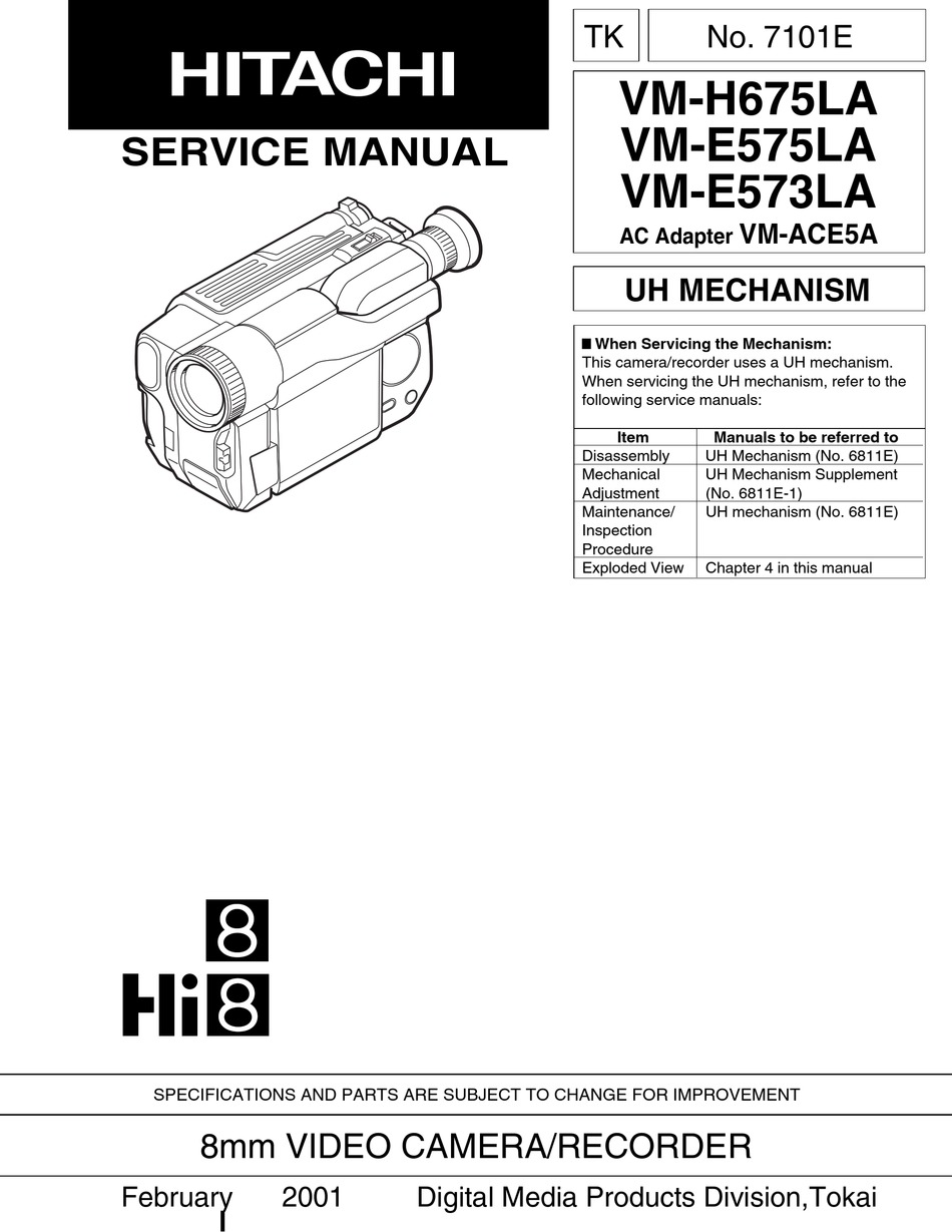 Jigs And Tapes For Service - Hitachi VM-H675LA Service Manual 