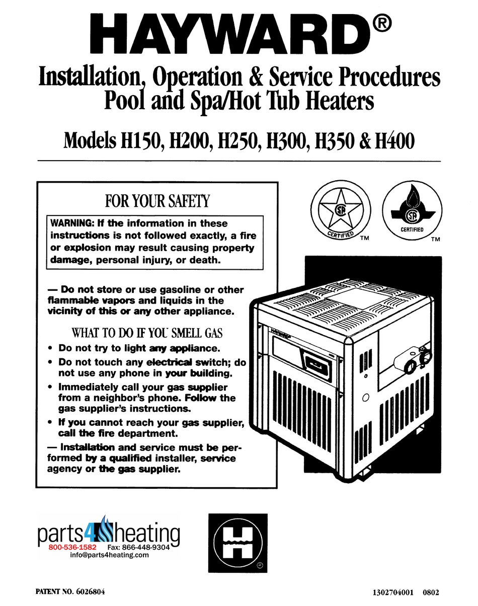 HAYWARD H150 INSTALLATION, OPERATION AND SERVICE MANUAL Pdf Download