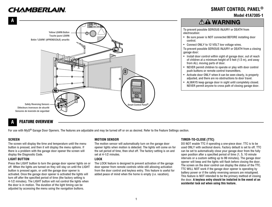 CHAMBERLAIN 41A7305-1 INSTRUCTION MANUAL Pdf Download | ManualsLib