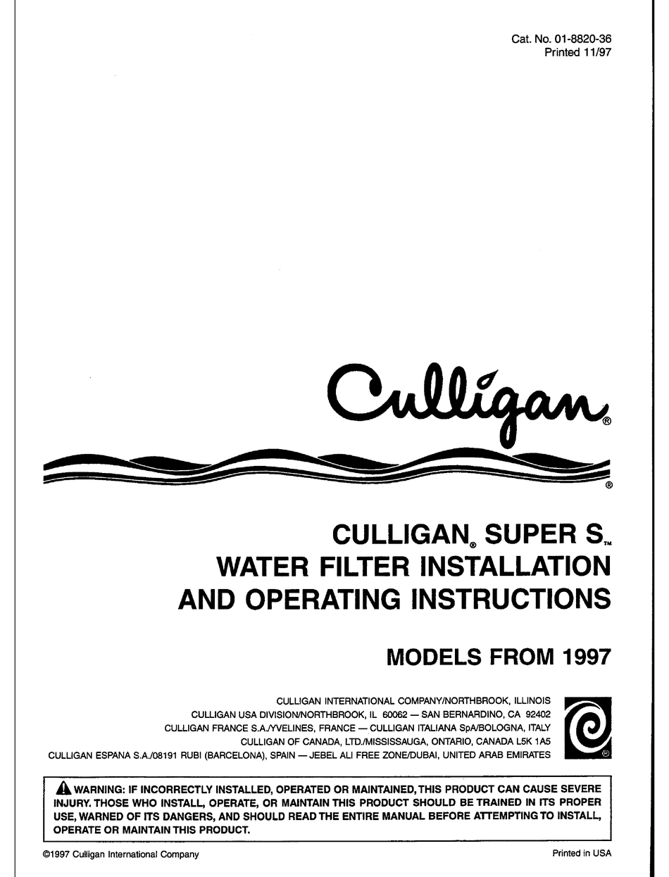 Culligan Super S Water Conditioner Fix The System