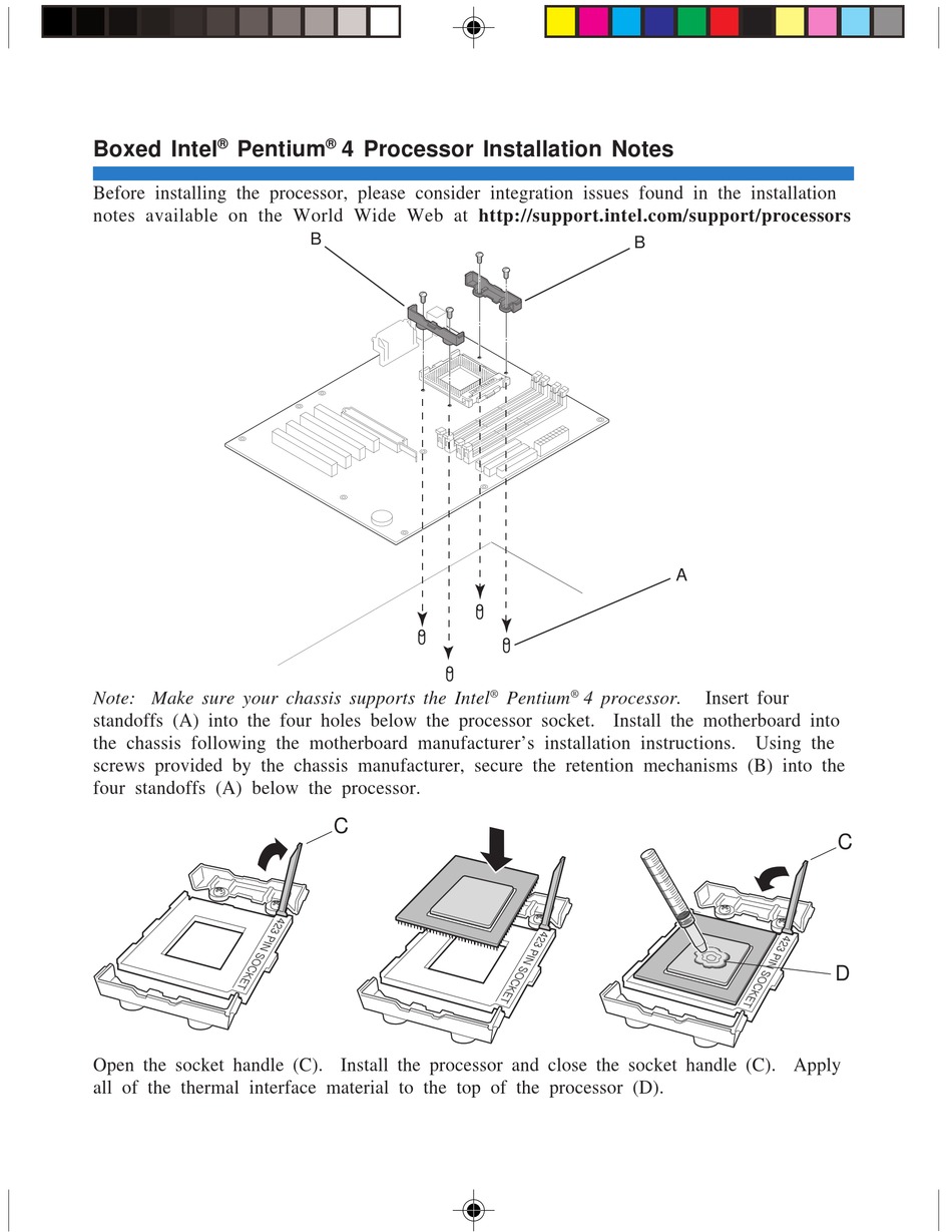 INTEL PENTIUM 4 INSTALLATION NOTES Pdf Download | ManualsLib