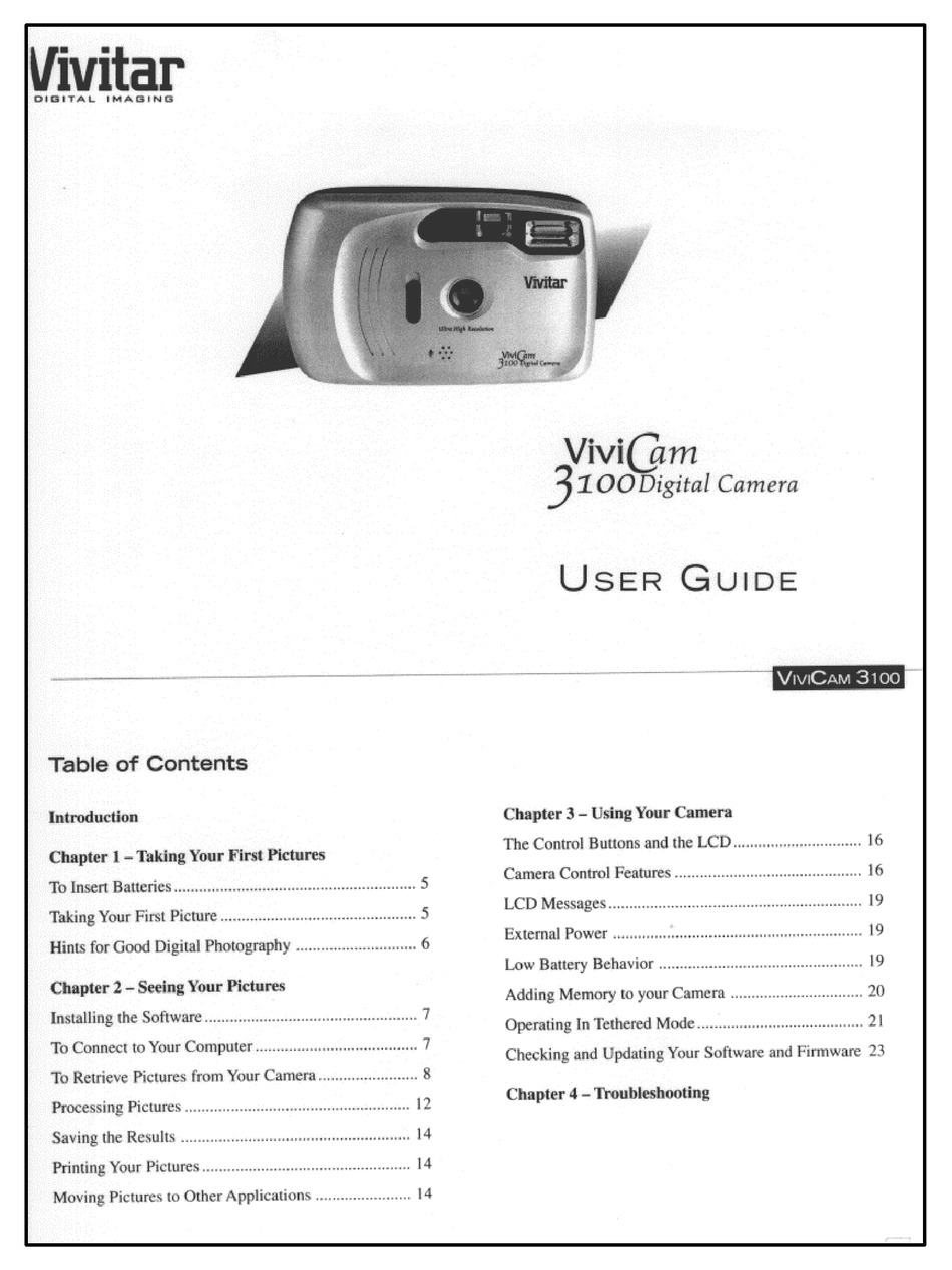 VIVITAR VIVICAM 3100 USER MANUAL Pdf Download ManualsLib
