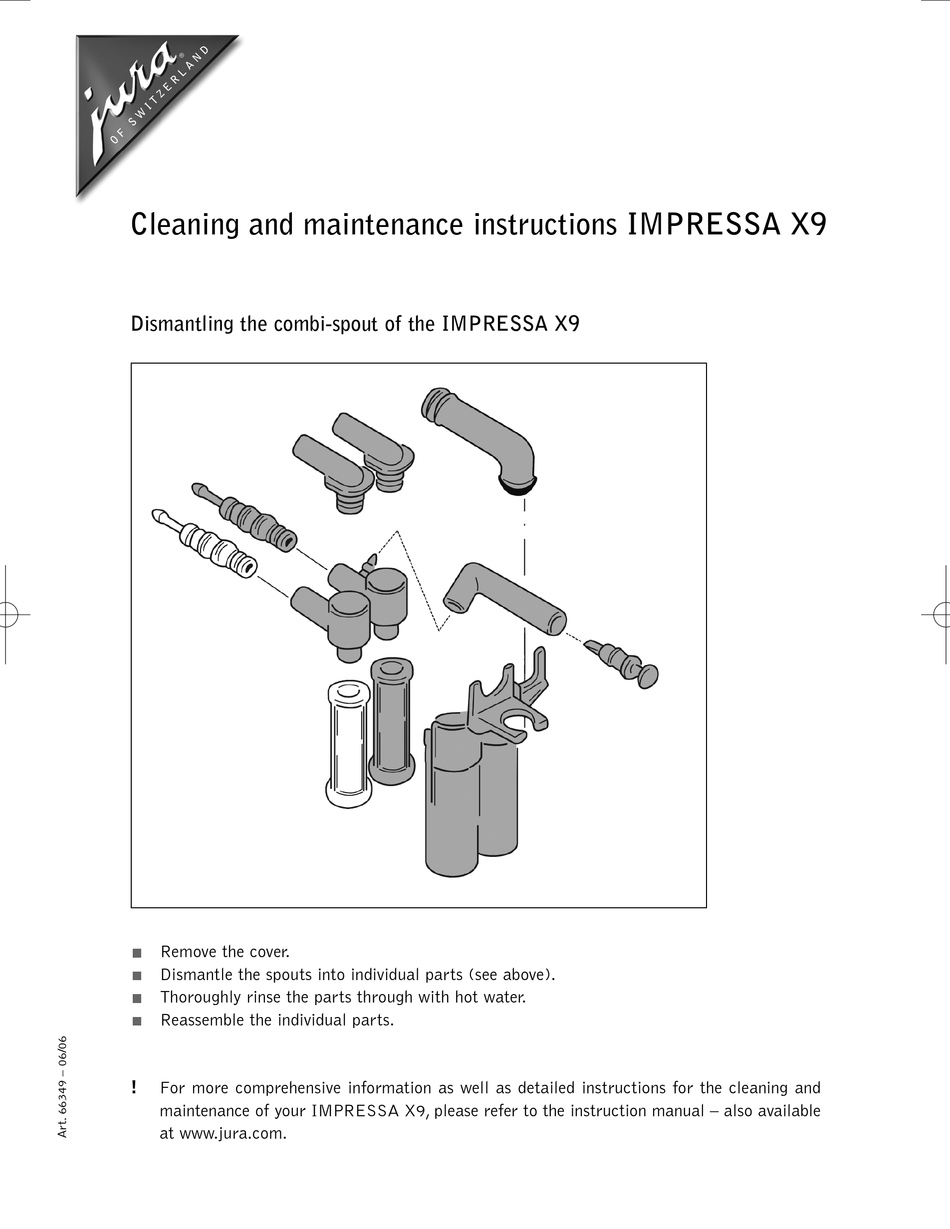 JURA IMPRESSA X9 CLEANING AND MAINTENANCE INSTRUCTIONS Pdf Download