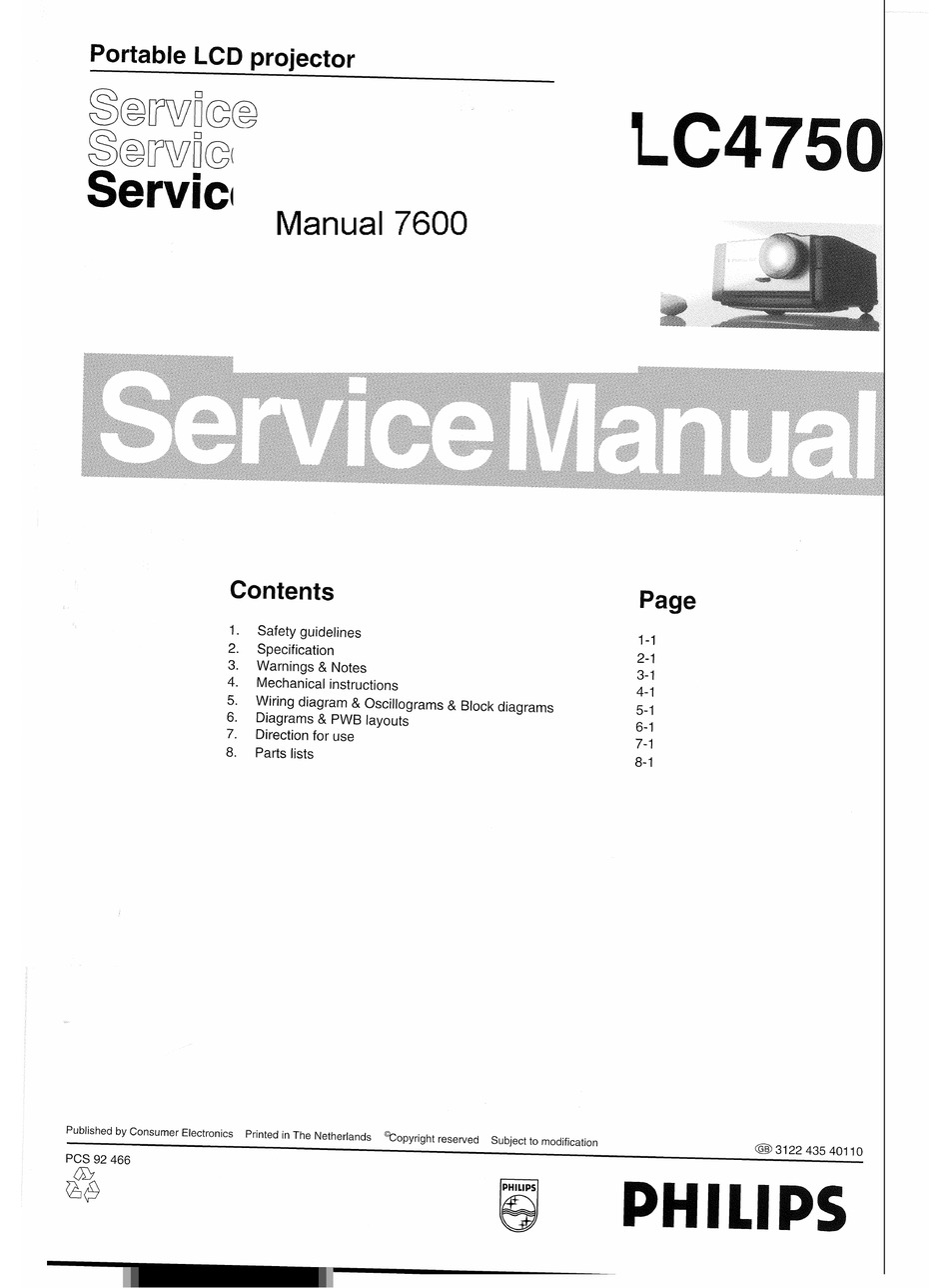 PHILIPS LC4750 SERVICE MANUAL Pdf Download | ManualsLib