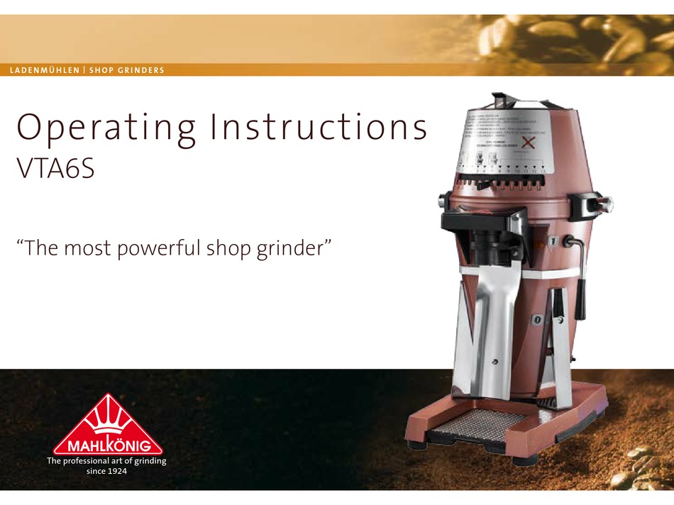 MAHLKONIG VTA6S OPERATING INSTRUCTIONS 