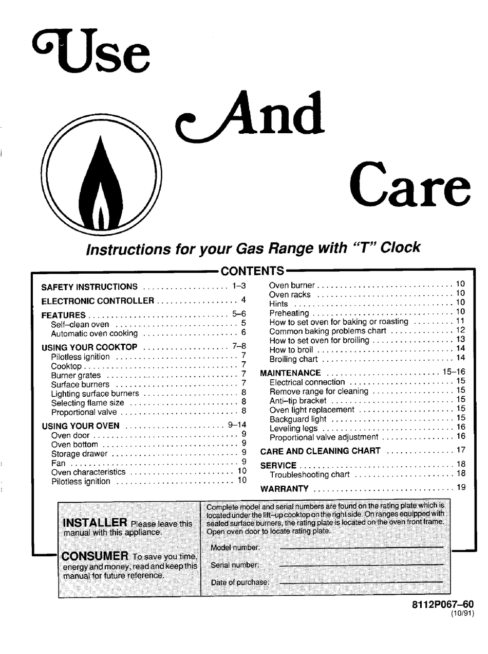 MAGIC CHEF 34HA2CKXWON USE AND CARE MANUAL Pdf Download ManualsLib