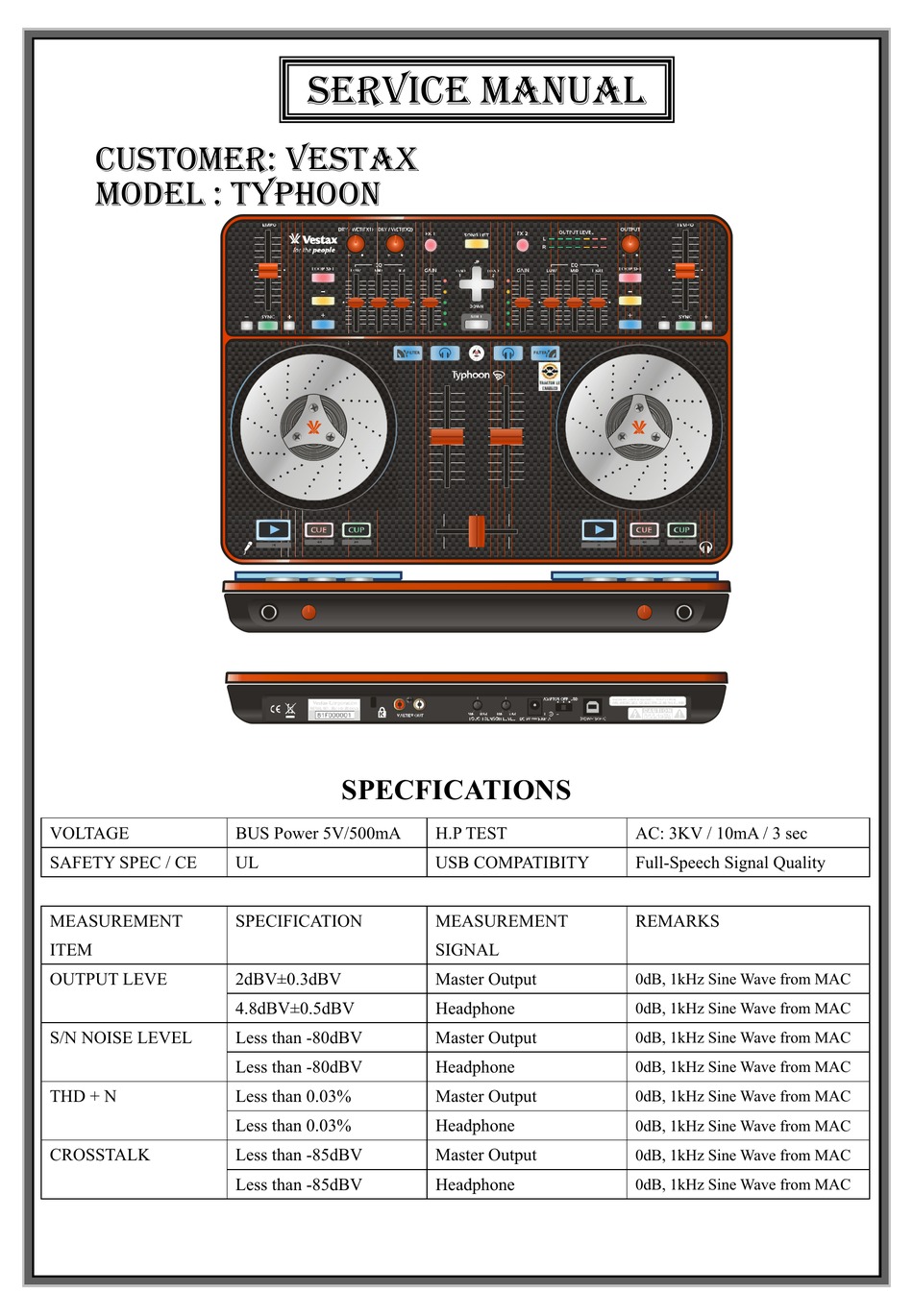 Vestax Typhoon Service Manual Pdf Download Manualslib