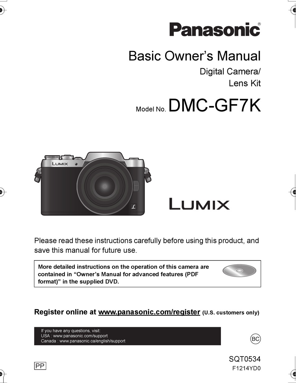 LUMIX DMC-GF7K OWNER'S MANUAL Pdf Download |