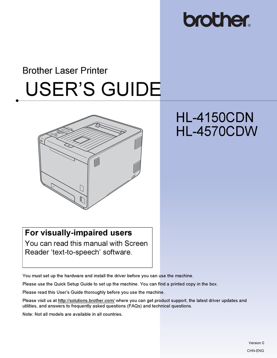 BROTHER HL4150CDN USER MANUAL Pdf Download ManualsLib