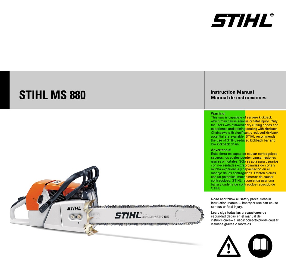 STIHL MS 880 INSTRUCTION MANUAL Pdf Download | ManualsLib