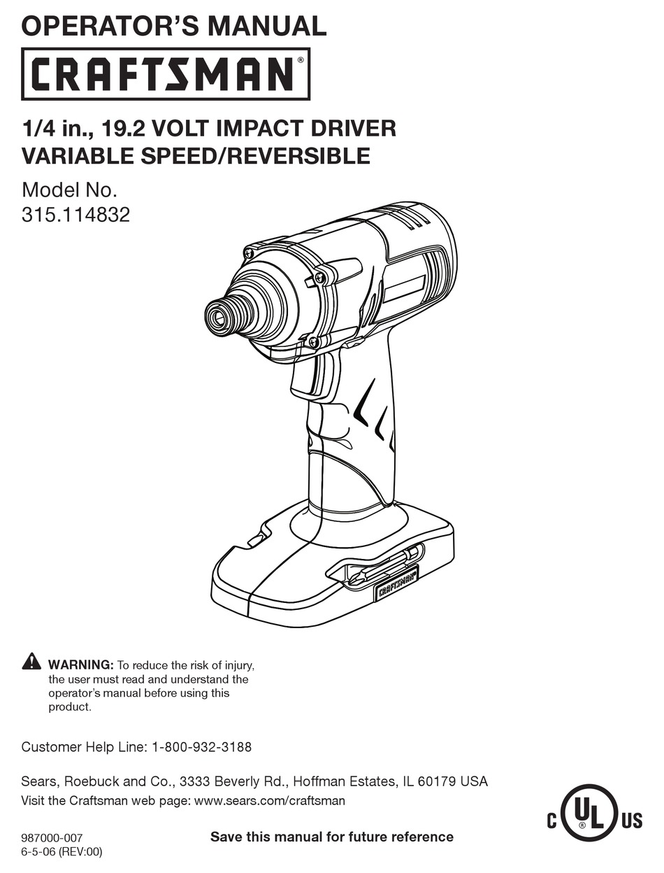 CRAFTSMAN 315.114832 OPERATOR S MANUAL Pdf Download ManualsLib