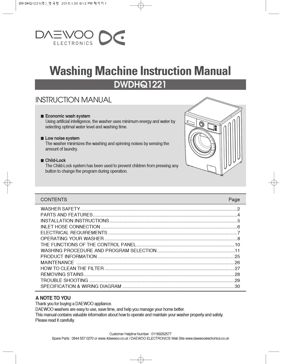 DAEWOO DWDHQ1221 INSTRUCTION MANUAL Pdf Download ManualsLib