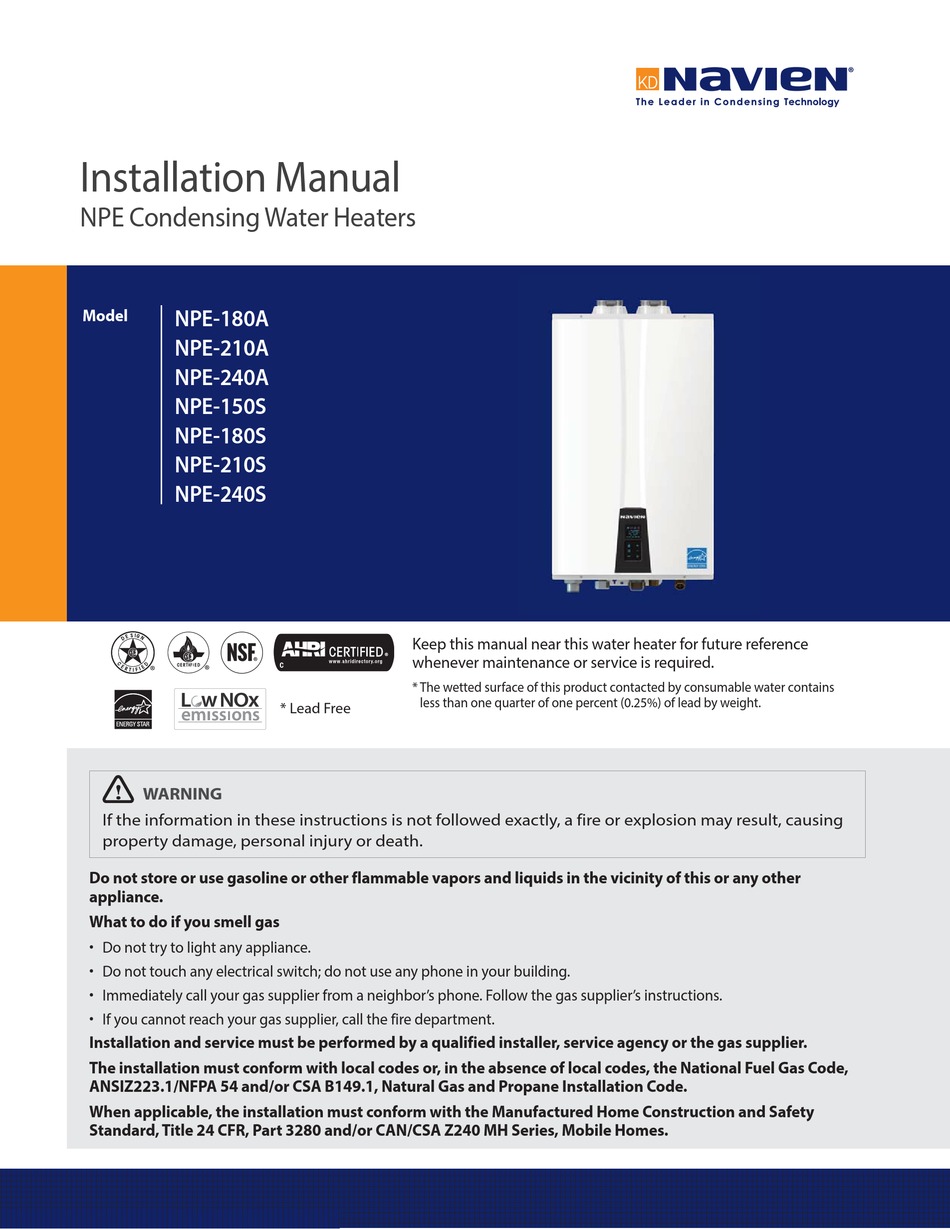 navien npe 180a specs