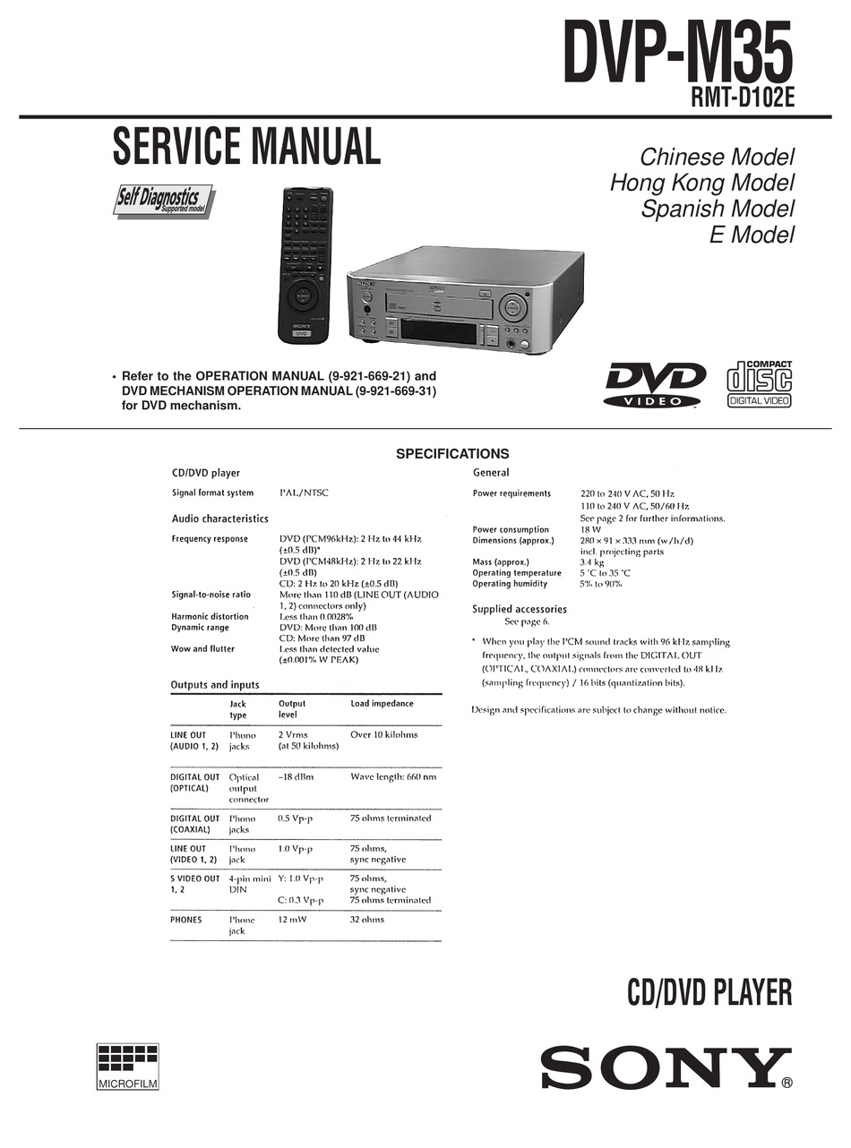Sony Dvp M35 Service Manual Pdf Download Manualslib Sony Dvp M35 Service Manual Pdf Download Manualslib