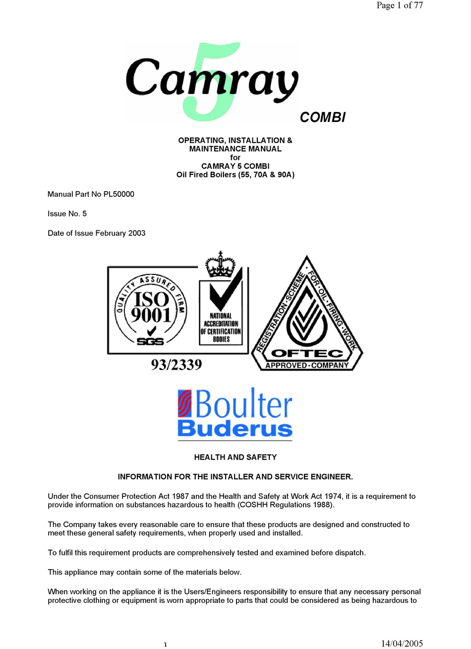 boulter camry 3 oil boiler manual