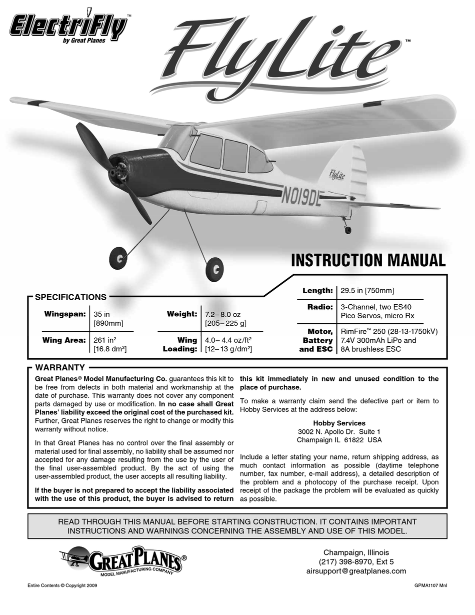 Flylite rc cheap plane