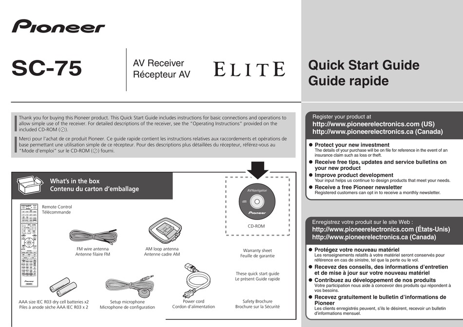 PIONEER SC75 ELITE QUICK START MANUAL Pdf Download ManualsLib