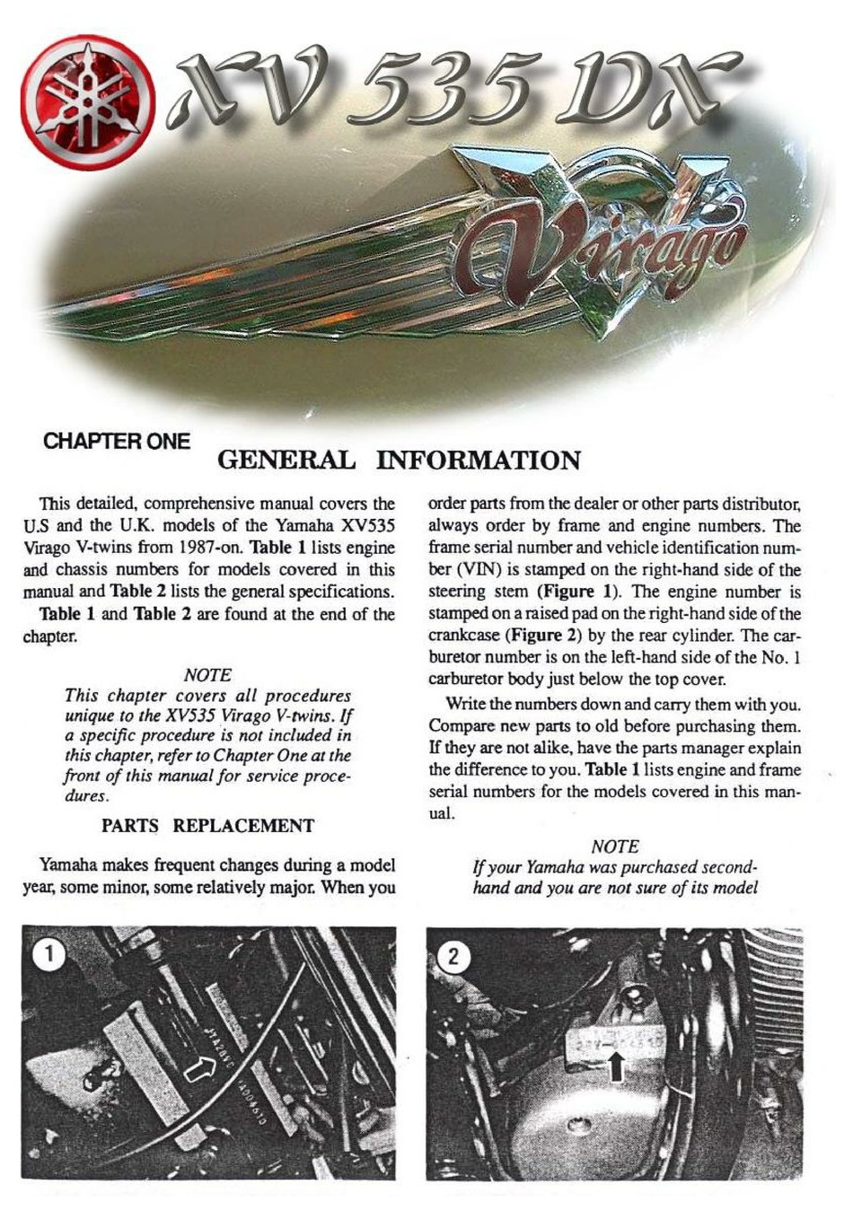 Yamaha Xv 535 Dx Virago Service Manual
