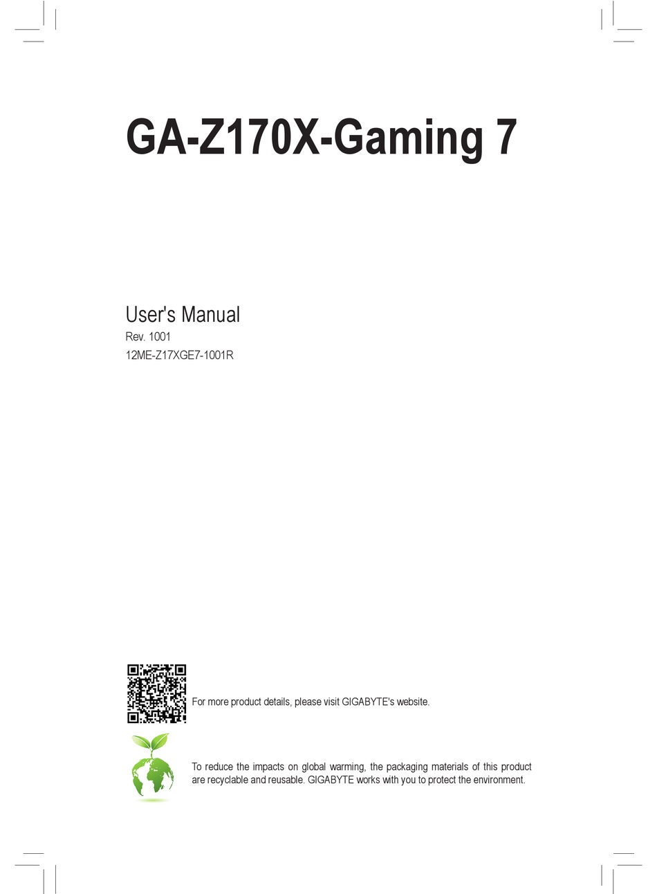 Gigabyte Ga Z170x Gaming 7 User Manual Pdf Download Manualslib