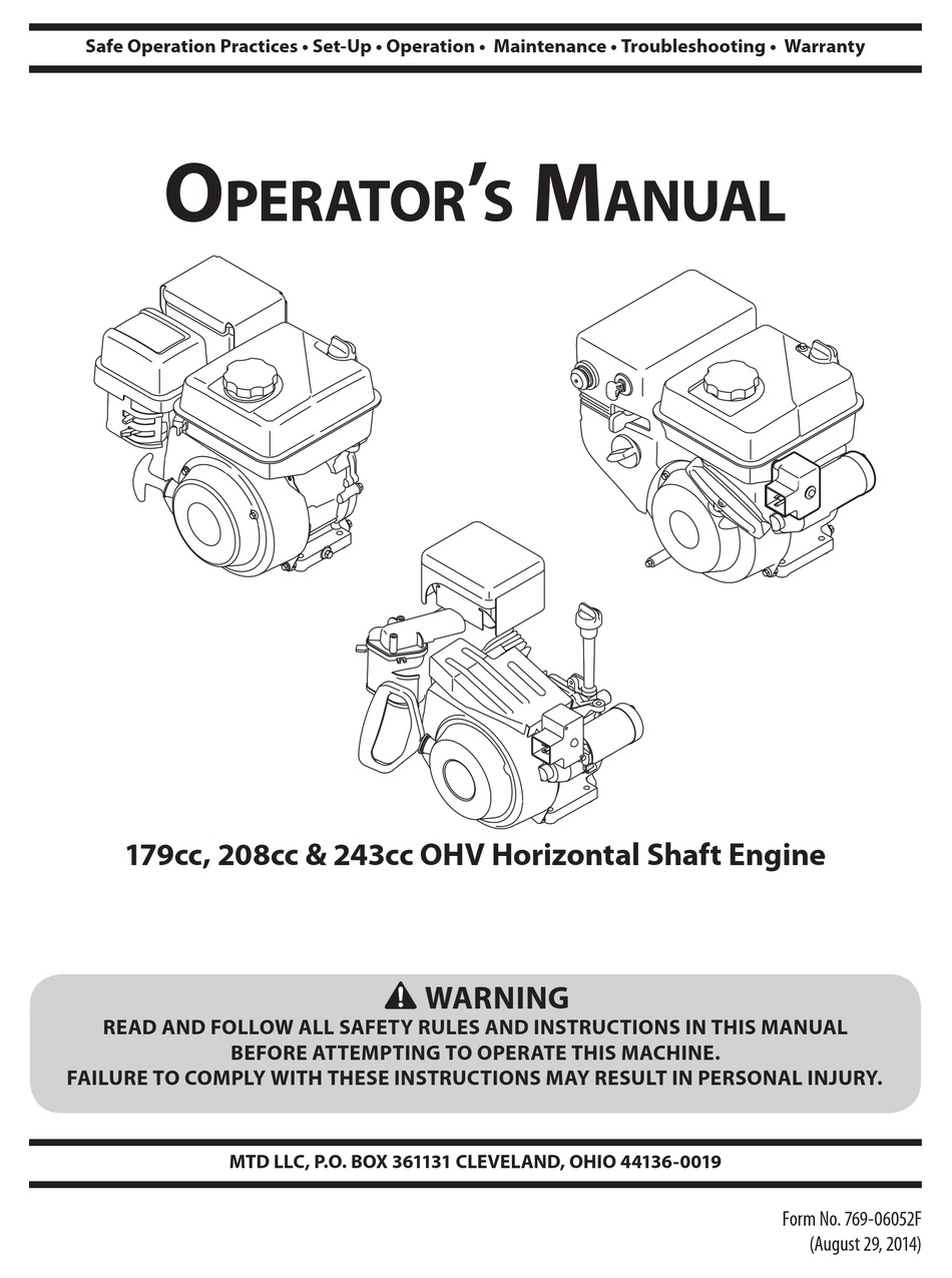 MTD 179CC OPERATOR'S MANUAL Pdf Download | ManualsLib