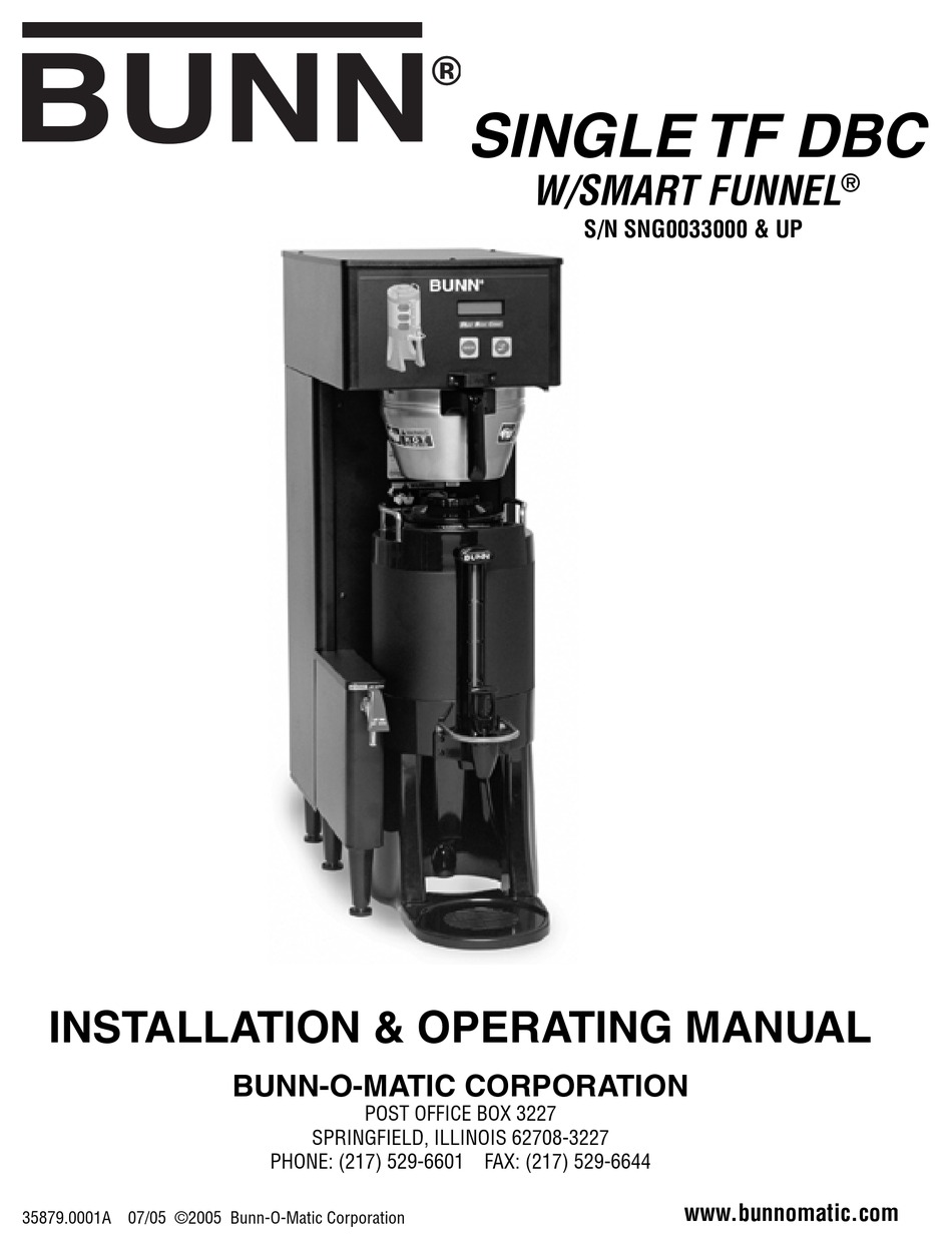 Bunn SINGLE TF DBC Installation \u0026 