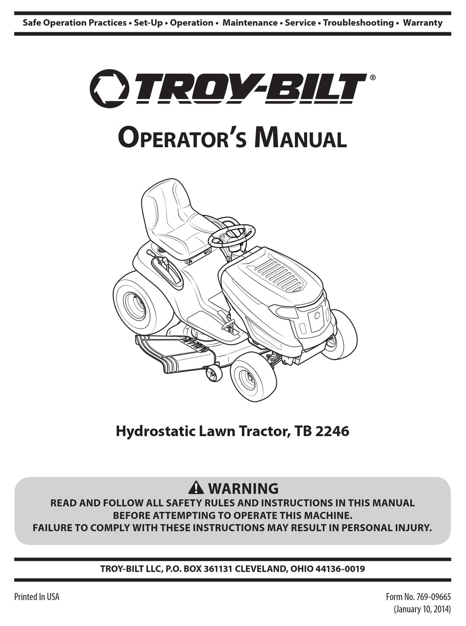 TROY-BILT TB 2246 OPERATOR'S MANUAL Pdf Download | ManualsLib