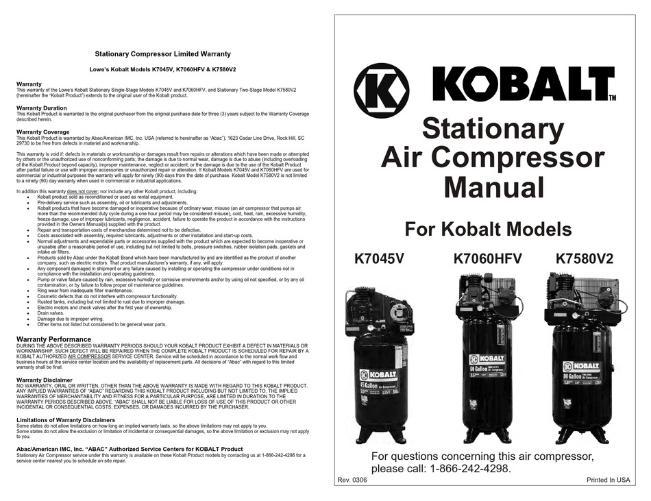 KOBALT K7045V USER MANUAL Pdf Download ManualsLib
