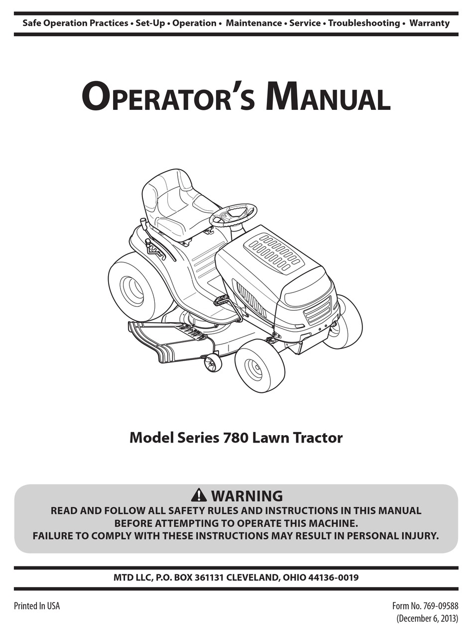 MTD 780 SERIES OPERATOR'S MANUAL Pdf Download | ManualsLib