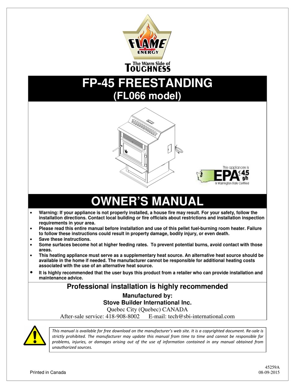 FLAME ENERGY FP-45 OWNER'S MANUAL Pdf Download | ManualsLib