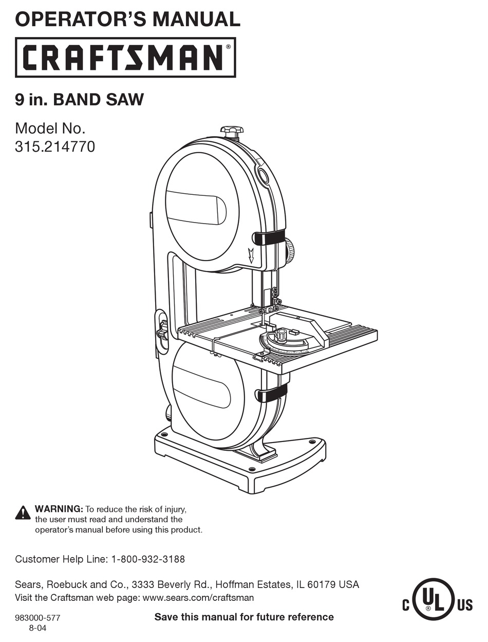 CRAFTSMAN 315.214770 OPERATOR'S MANUAL 
