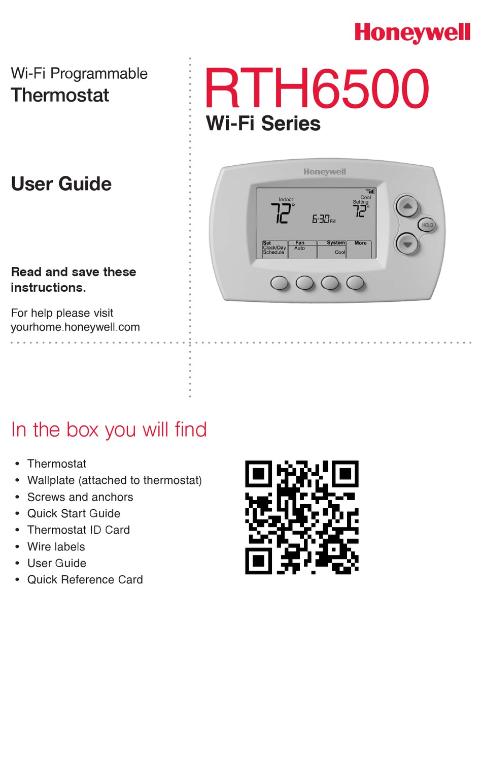 HONEYWELL RTH6500 USER MANUAL Pdf Download | ManualsLib