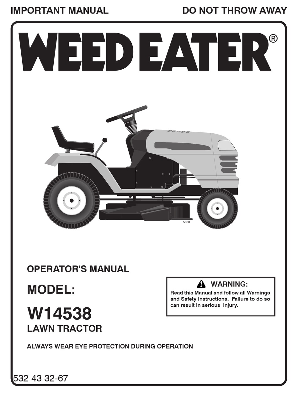 WEED EATER W14538 OPERATOR'S MANUAL Pdf Download ManualsLib