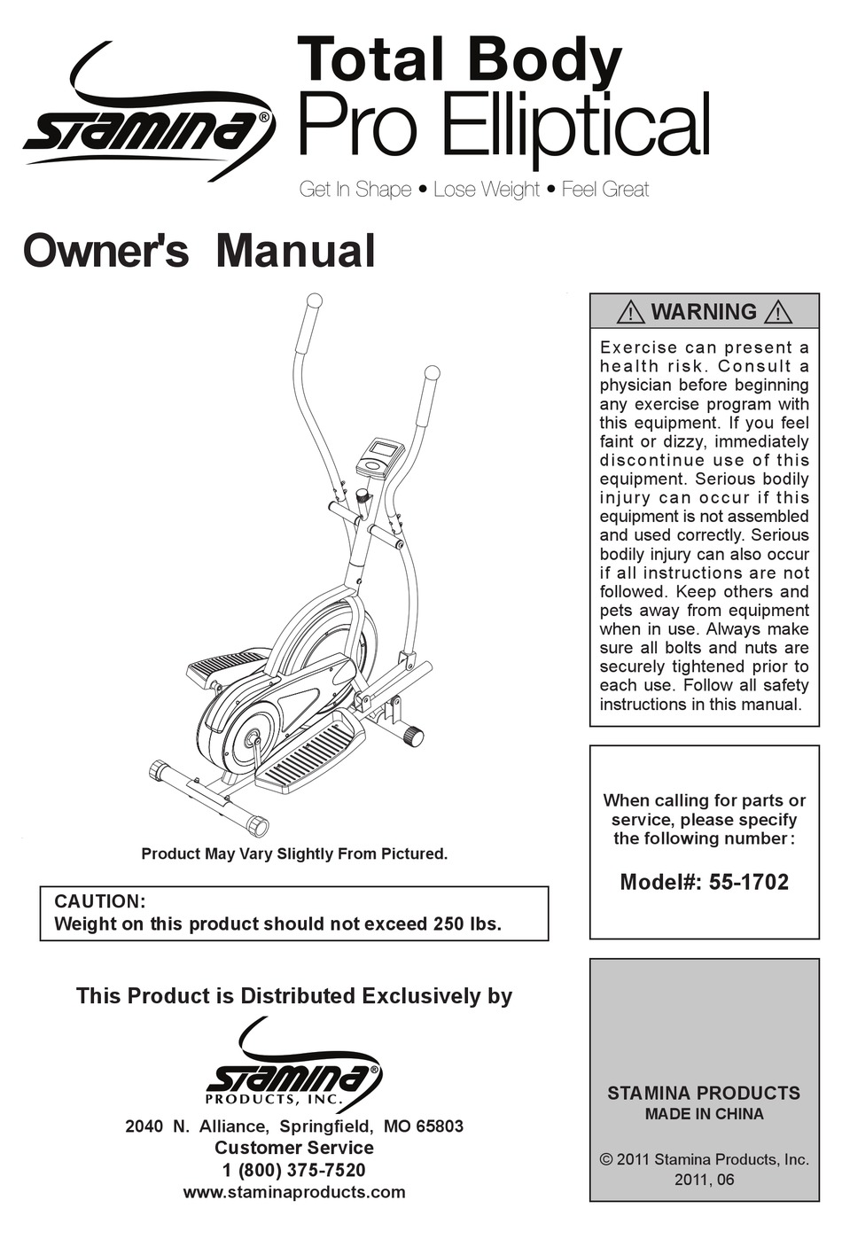 Pro fitness discount cross trainer manual