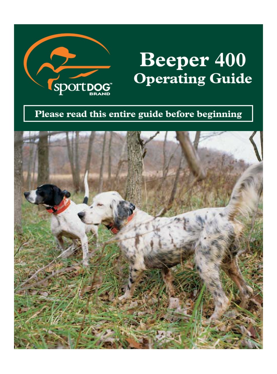 SPORTDOG BEEPER 400 OPERATING MANUAL Pdf Download ManualsLib