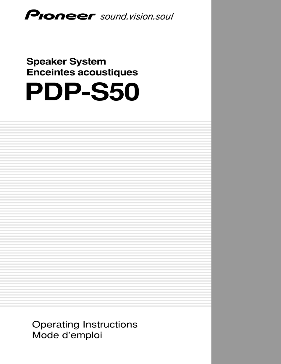 PIONEER PDPS50 OPERATING INSTRUCTIONS MANUAL Pdf Download ManualsLib