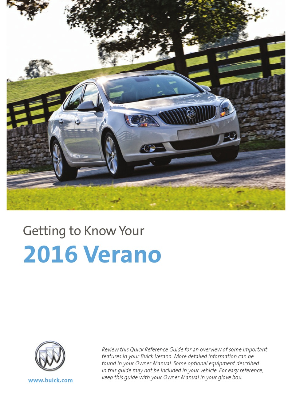Buick Verano 2016 Getting To Know Manual Pdf Download Manualslib